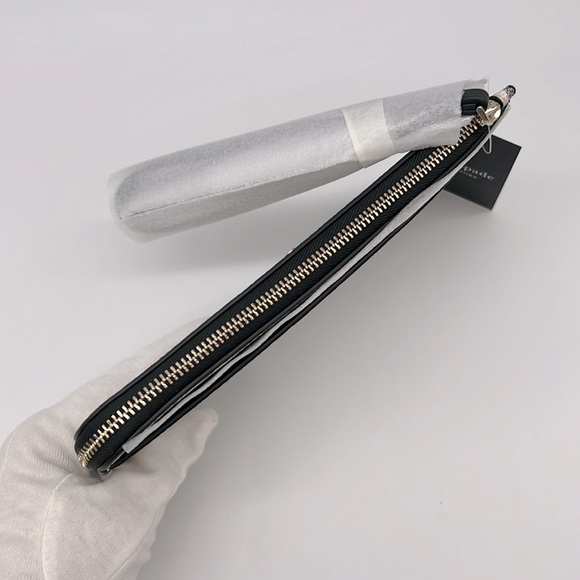 Kate Spade Lucy Spade Flower Medium L-zip Wristlet Black Multi - Picture 7 of 15